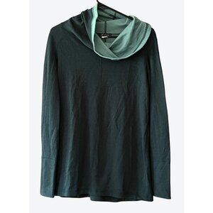 Ibex Women's Medium Long Sleeve Cowl Neck Sweater Dark Teal Green